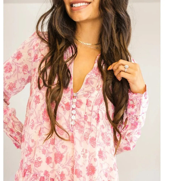 Free People See It  Through Maxi Dress Pink Rose Combo NWT Size XS - Picture 3 of 15